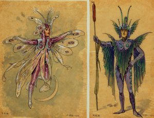 Dos diseños de vestuario para hadas de 